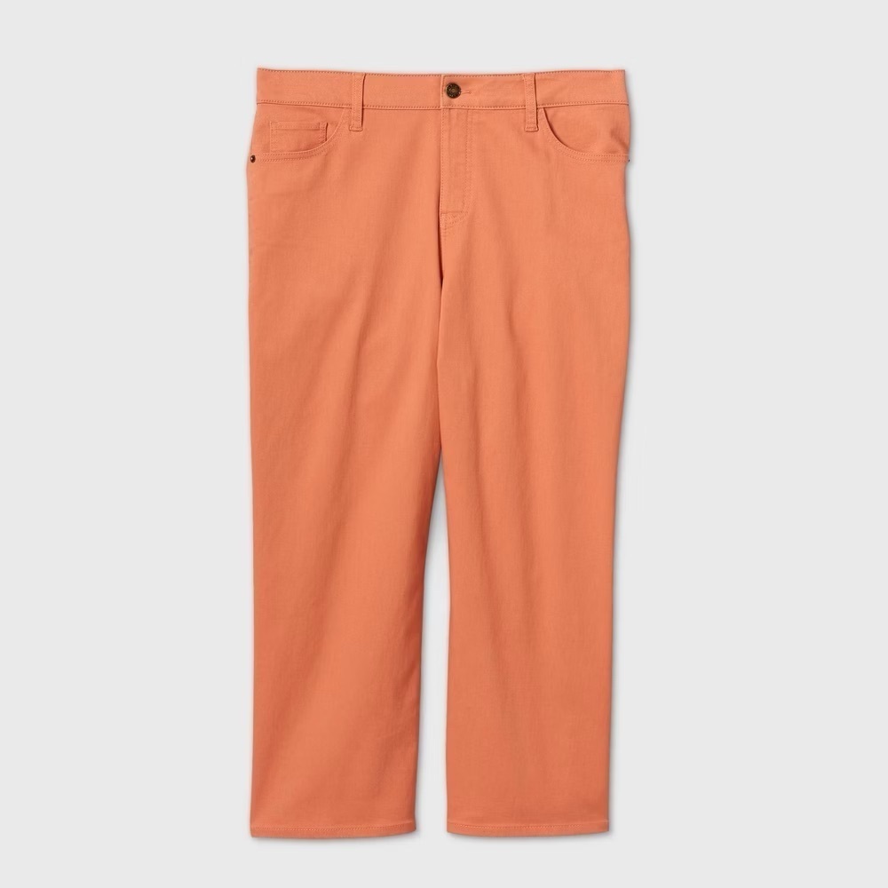 Ava & Viv Wide-Leg Crop Chino Pants Coral 22W